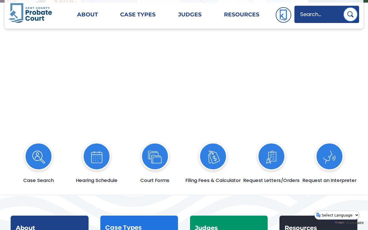 Kent County case lookup Probate Court service page