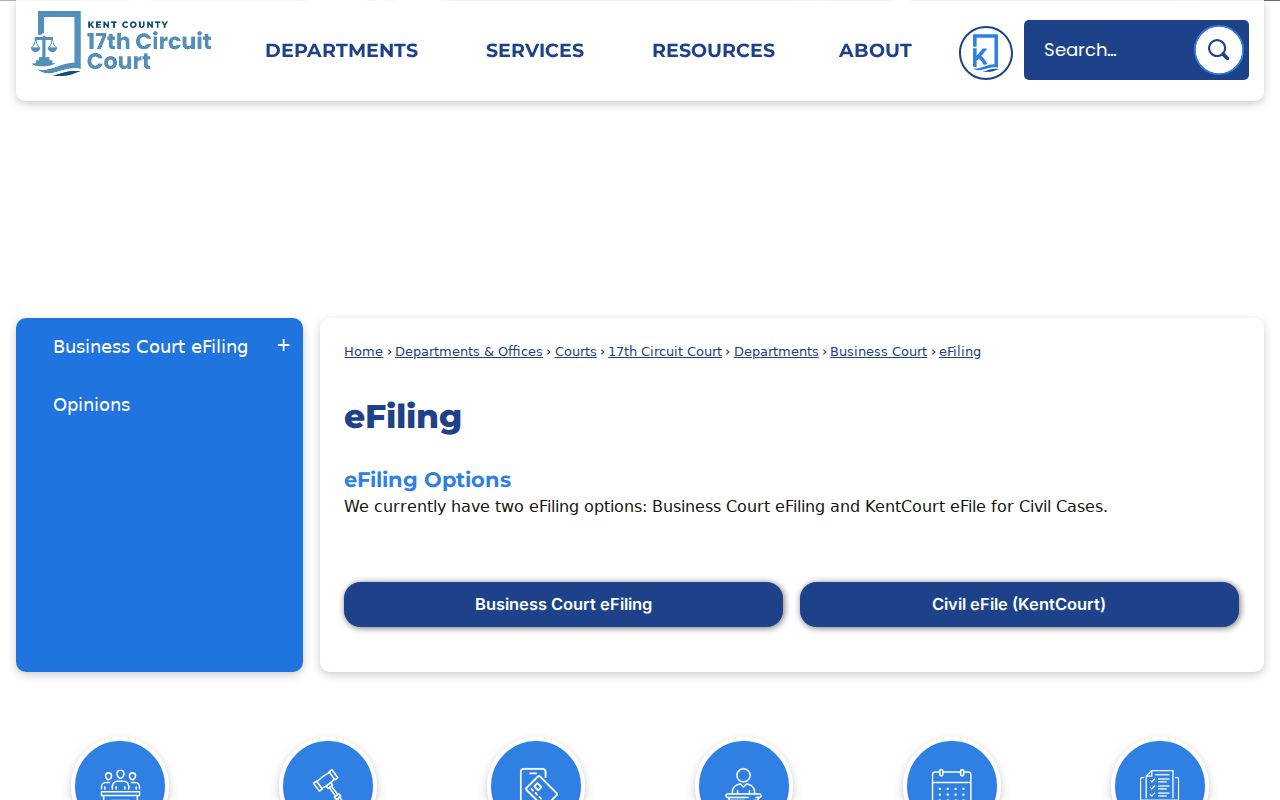 Kent County civil docket KentCourt e-file options