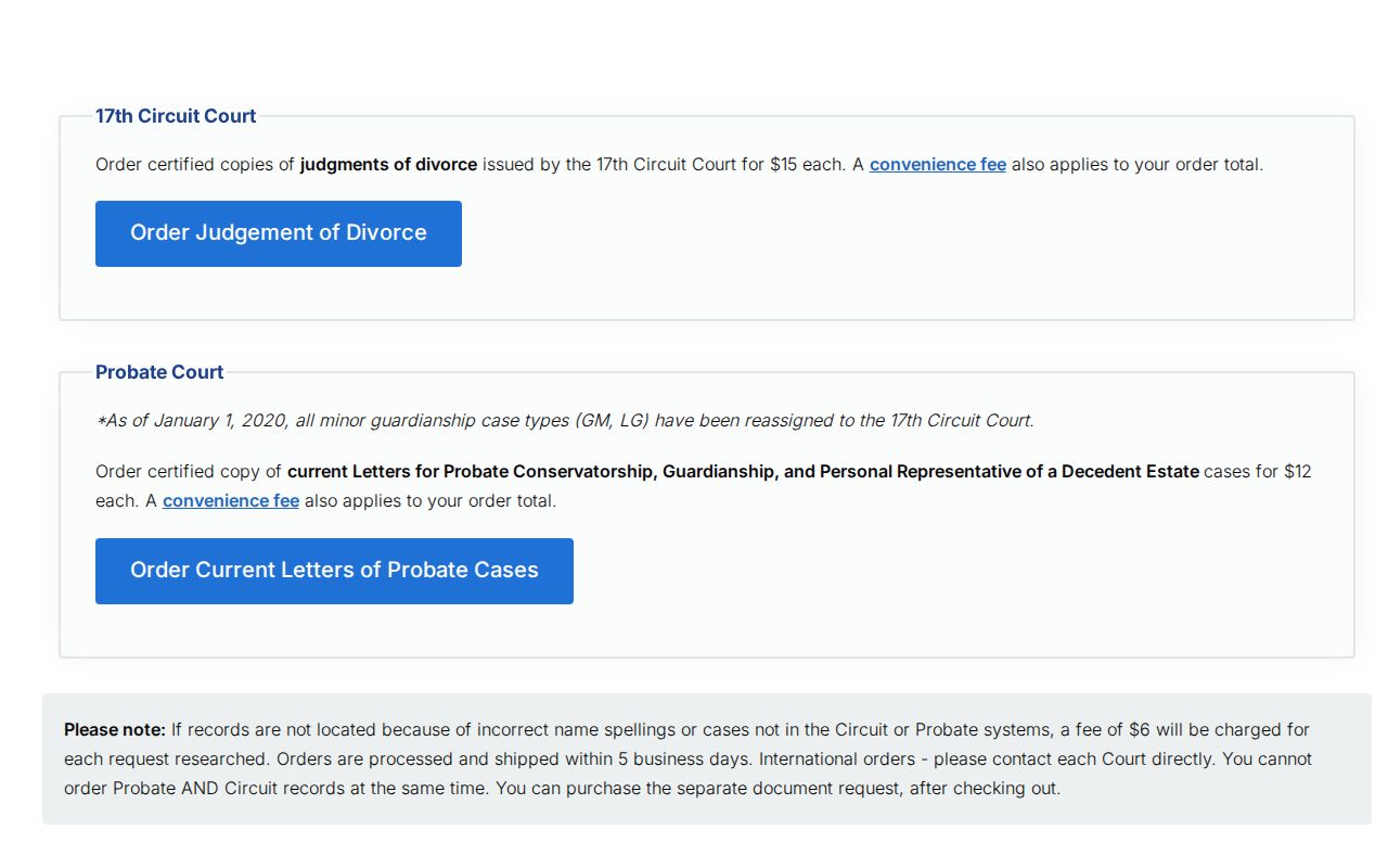 Kent County court records certified divorce and Probate order choices