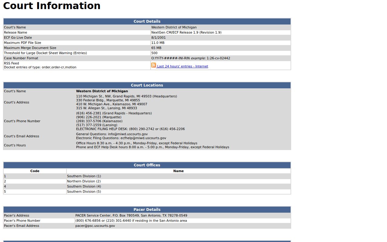 Kent County criminal docket CM ECF federal record route