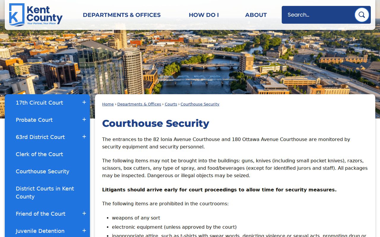 Kent County court docket courthouse records access security notice