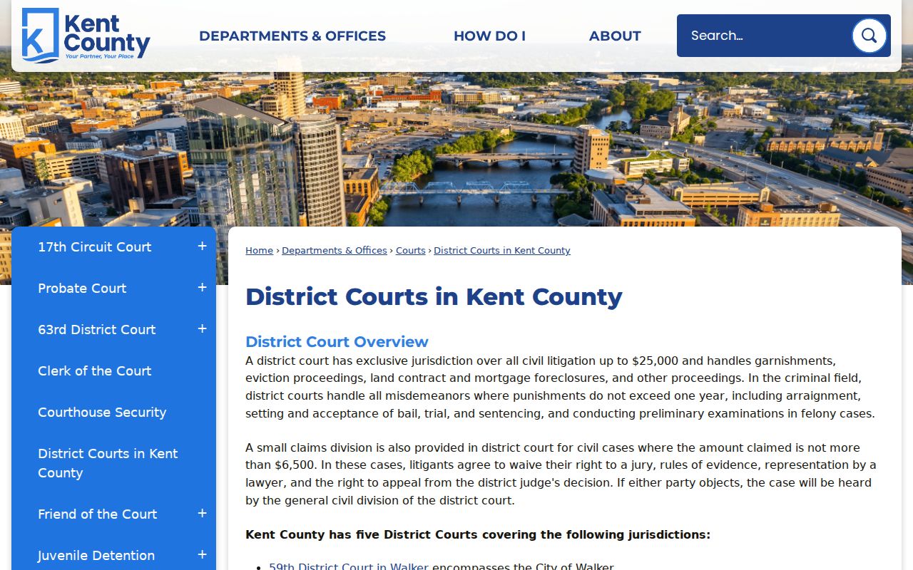 Kent County court docket district court jurisdiction map